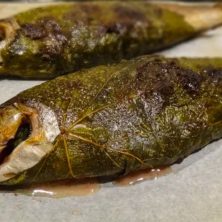 Форель с кизилом в виноградных листьях (Trout with Cornel in Grape Leaves)