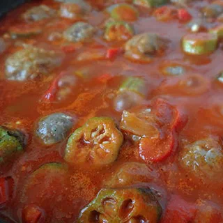 Фрикадельки с окрой (Meatballs with Okra )