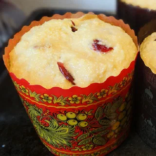 Кулич творожный на дрожжах (Russian Easter Cake with Cottage Cheese)
