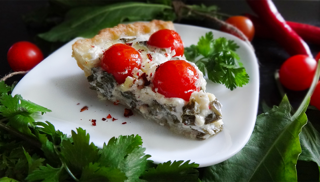 Sorrel, Cheese, Tomato Pie