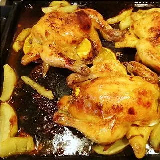 Цыплята с эстрагоном, чесноком и апельсиновым мармеладом