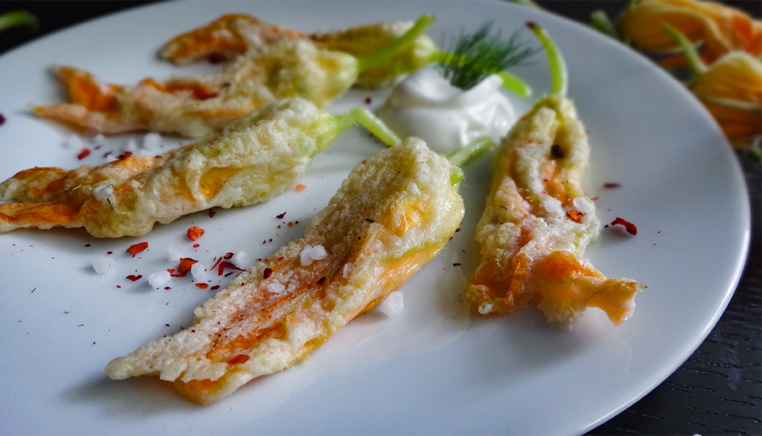 жареные цветы кабачков