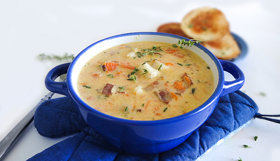 Chowder with Pumpkin and Cod